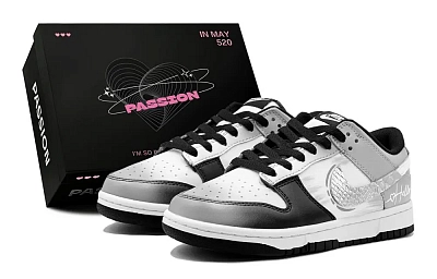 Nike Dunk Couple's, Silver Scale Edge, Fashion, Street Low top Skateboard Shoes Women's Silver Black