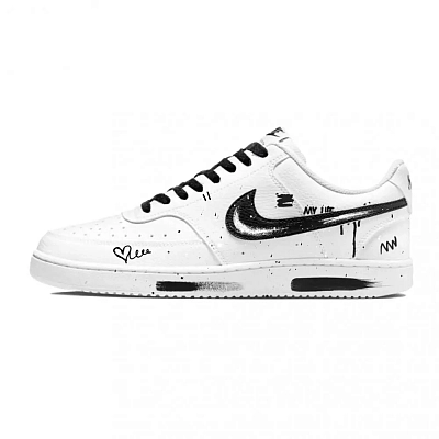 Nike Court Vision 1 Low top Skateboard Shoes Men's Black White