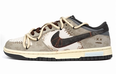 Nike Dunk Abrasion Resistant Low top Skateboard Shoes Unisex Beige Brown