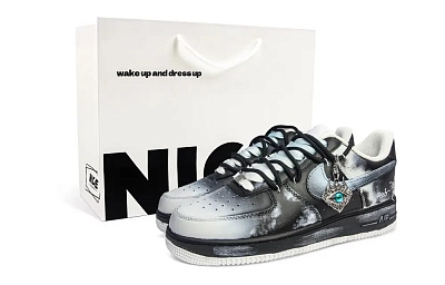 Nike Air Force 1 Abrasion Resistant Low top Skateboard Shoes Unisex Black Gray