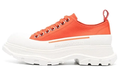 Alexander McQueen Tread Slick Low-Top Sneaker Orange White Women's