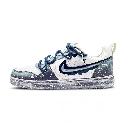 Nike Court Borough Ruined Ruins Icy Snow Thermal Abrasion Resistant Low top Skateboard Shoes Men's Cyan White