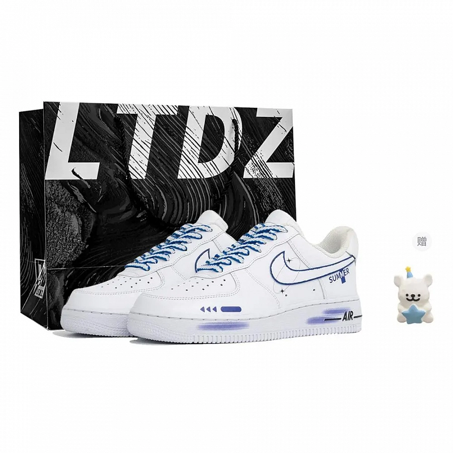 Nike Air Force 1 LTDZ Navigation Mystery, Shopping Bag Abrasion Resistant Low top Skateboard Shoes Unisex White Blue купить в интернет-магазине Yoocart с быстрой доставкой по России.