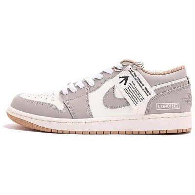 Jordan Air Jordan 1 Abrasion Resistant Coverage Low top Vintage Basketball Shoes Unisex Light Gray