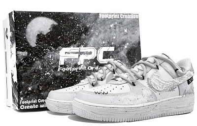 Nike Air Force 1 Nebula, Footprint Creation Abrasion Resistant Low top Skateboard Shoes Unisex Gray White