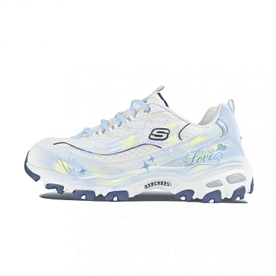 Skechers D'LITES 1.0 Abrasion Resistant Low Top Chunky Sneakers Women's White