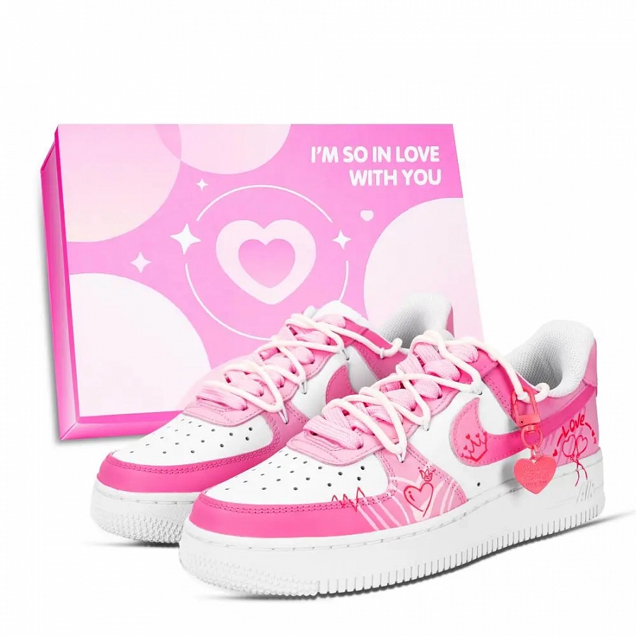 Nike Air Force 1 Love Crown Abrasion Resistant Low Top Skateboard Shoes Unisex Pink White купить в интернет-магазине Yoocart с быстрой доставкой по России.
