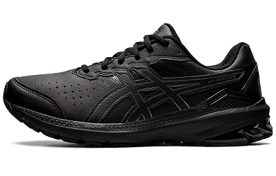Asics GT 1000 Leather 2 Abrasion Resistant Low top Running Shoes Men's Black 2E Width