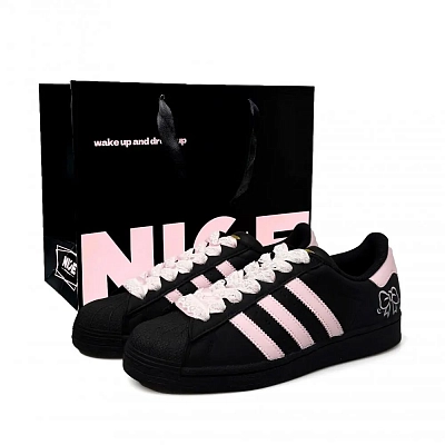 Adidas Originals SUPERSTAR Abrasion Resistant, Lightweight, And Breathable Low top Skateboard Shoes Unisex Black Pink
