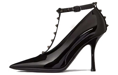 Valentino Rockstud Slim Heel High Heels 10cm Women's Black