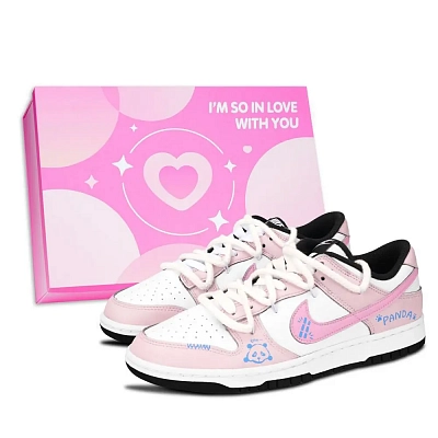 Nike Dunk Black White, Cute Paw Seal Abrasion Resistant Low top Skateboard Shoes Unisex Pink