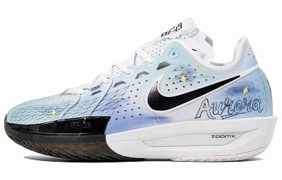 Nike Air Zoom G.T. Cut 3 Aurora Cushioning Support Rebound Low Top Basketball Shoes Men's Bright White Blue