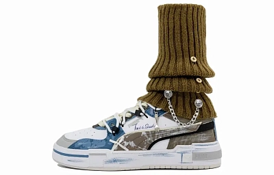 PUMA GLITCH Low top Skateboard Shoes Unisex Blue Brown White