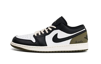 Jordan Air Jordan 1 Cushioning, Wear Resistant Low top Vintage Basketball Shoes Unisex Black Green