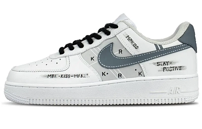 Nike Air Force 107 Coverage Abrasion Resistant Height Increasing Low top Skateboard Shoes Unisex White Blue
