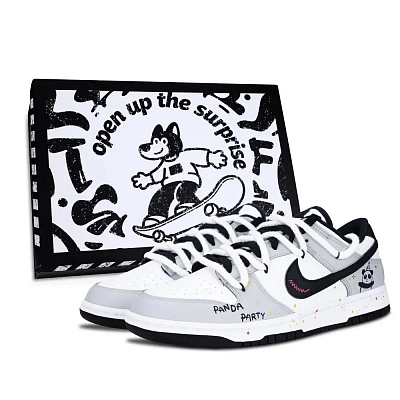 Nike Dunk Black White, Party Abrasion Resistant Low top Skateboard Shoes Unisex Gray
