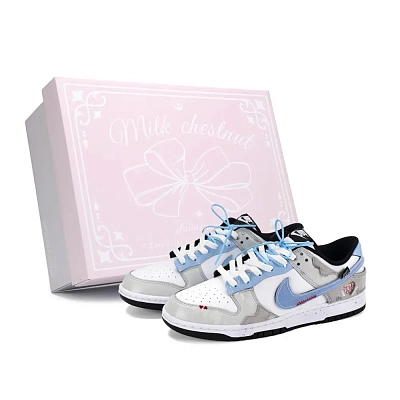 Nike Dunk First Love Audio Abrasion Resistant Low top Skateboard Shoes Unisex Blue Gray