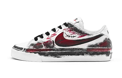 Nike Court Legacy Menacing Star Abrasion Resistant Low top Skateboard Shoes Unisex Black White Red