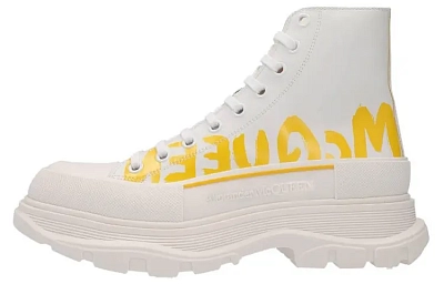 Alexander McQueen Tread Slick Boot Graffiti White Yellow Pop