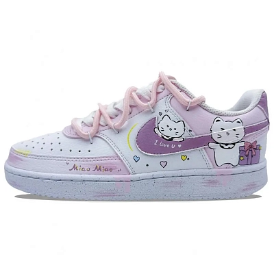 Nike Court Vision 1 Pink Dream Drawing Abrasion Resistant Low top Skateboard Shoes Unisex Pink