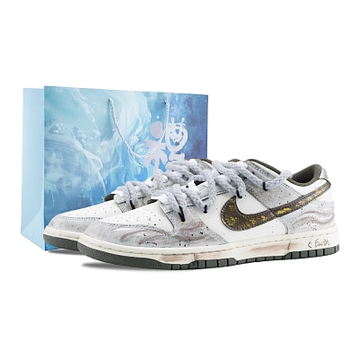 Nike Dunk Barefoot In Gold Abrasion Resistant Low top Skateboard Shoes Unisex Gray Gold