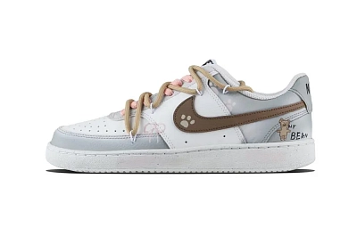 Nike Court Vision 1 Little Bear Abrasion Resistant Low top Skateboard Shoes Men's Silver Gray