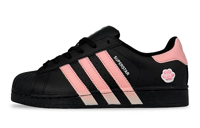 Adidas Originals SUPERSTAR Strawberry Mousse Abrasion Resistant Low Top Skateboard Shoes Unisex Black Pink
