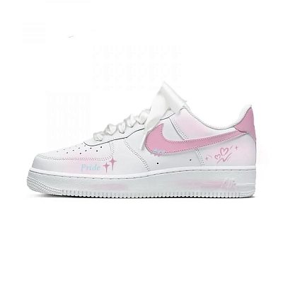 Nike Air Force 1 Sweet Sugar Heart Charm Abrasion Resistant Low top Skateboard Shoes Women's Pink White