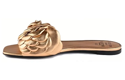 Valentino Rubber Sole Slide Slippers Women's Gold