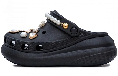 Crocs Button Castle Classic Crush Clogs Women's Black