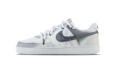 Nike Court Vision 1 Snowfall In The Sky Abrasion Resistant Low top Skateboard Shoes Men's Light Gray