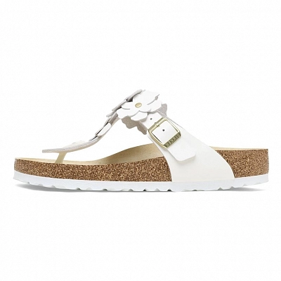 Birkenstock Gizeh Flower EVA Abrasion Resistant Flip Flops Women's White Narrow