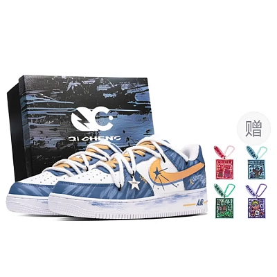 Nike Air Force 1 Starry Night Box Abrasion Resistant Low top Skateboard Shoes Unisex Blue White