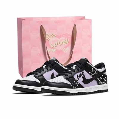 Nike Dunk SB Abrasion Resistant Low top Skateboard Shoes Unisex Black Purple