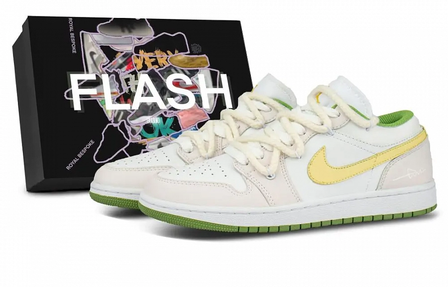 Jordan Air Jordan 1 Evening Lime Box Included Low top Skateboard Shoes Unisex White Pink Yellow купить в интернет-магазине Yoocart с быстрой доставкой по России.