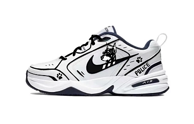 Nike Air Monarch 4 Lightning Doberman, Trendy And Comfortable Low top Casual Shoes Unisex Black White