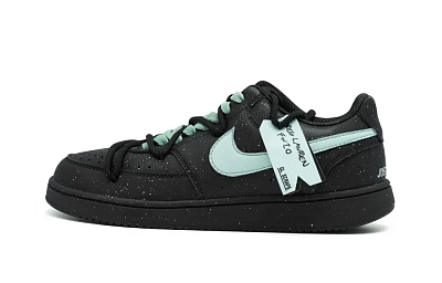 Nike Court Vision Abrasion Resistant Low top Skateboard Shoes Unisex Black Cyan