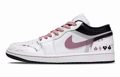 Jordan Air Jordan 1 Street Corner Game Abrasion Resistant Low top Vintage Basketball Shoes Unisex White Pink