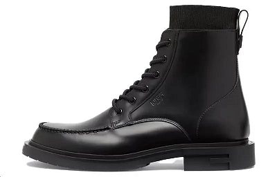 FENDI Frame Short Mid Calf Martin Boot Men's Black