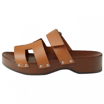 HERMES Slide Slippers 4cm Women's Brown