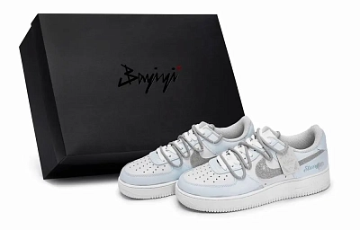 Nike Air Force 1 Skateboard Shoes Unisex Low top White/Blue/Silver