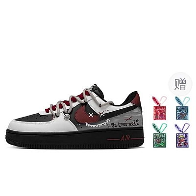 Nike Air Force 1 Gothic Crimson Shadow Low top Skateboard Shoes Unisex Black White Red