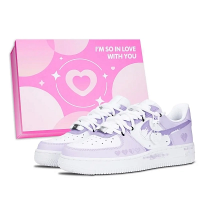 Nike Air Force 1 Air Force 1, Heart Pixel Abrasion Resistant Low top Skateboard Shoes Unisex Purple