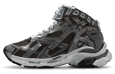 Balenciaga Runner High Top Sneakers 'Grey Nylon Suede Like Fabric'