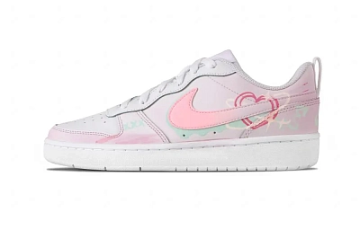 Nike Court Vision 1 Heartbeat Dream Core Abrasion Resistant Low Top Skateboard Shoes Unisex Pink Green