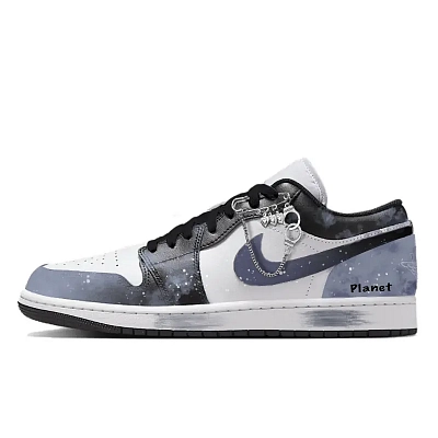 Jordan Air Jordan 1 Planetary Gravity Abrasion Resistant Low top Vintage Basketball Shoes Men's Haze Blue