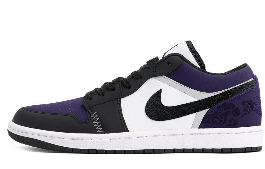 Jordan Air Jordan 1 Cushioning Low top Vintage Basketball Shoes Unisex Black Purple купить в интернет-магазине Yoocart с быстрой доставкой по России.