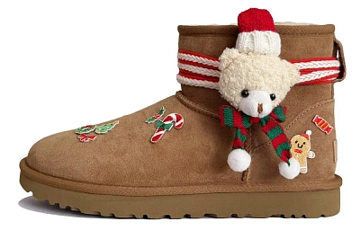 UGG CLASSIC MINI Moon Mail Christmas Night Warm Short Snow Boots Women's Khaki