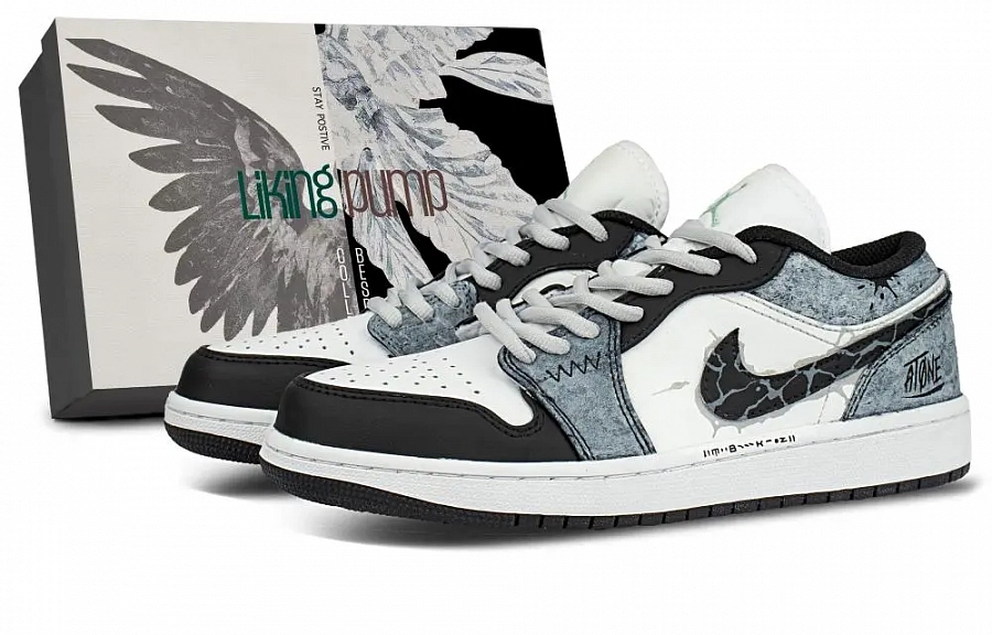 Jordan Air Jordan 1 Abrasion Resistant Low top Vintage Basketball Shoes Unisex Blue Black купить в интернет-магазине Yoocart с быстрой доставкой по России.