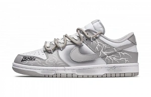 Nike Dunk Son Of Flash Abrasion Resistant Low Top Skateboard Shoes Unisex Gray White
